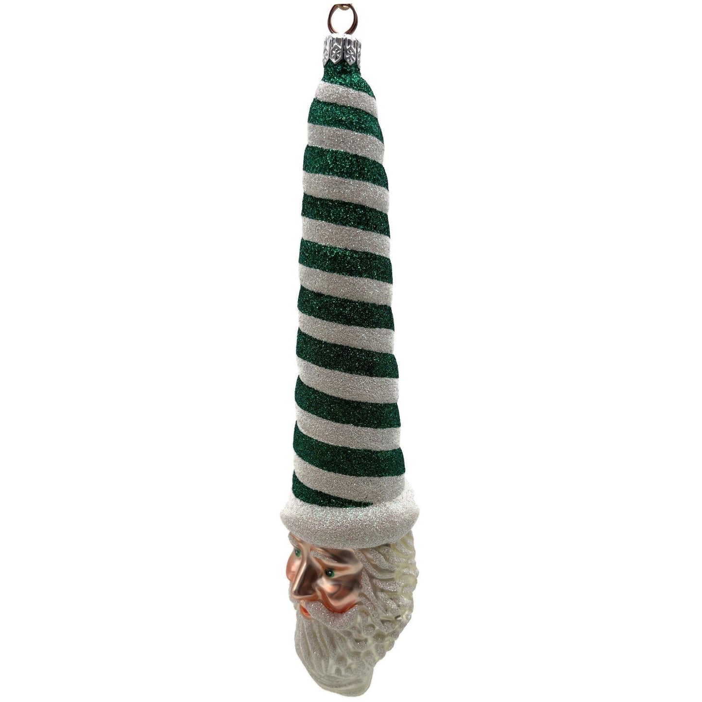 Patricia Breen Sucre Santa Green White Spearmint Striped Christmas Tree Ornament