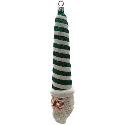 Patricia Breen Sucre Santa Green White Spearmint Striped Christmas Tree Ornament