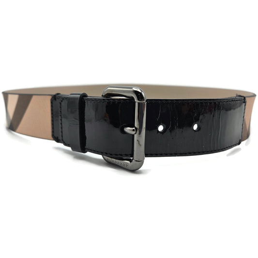 Burberry London Womens Nova Check Coated Belt Beige Leather Trim Size 36 90