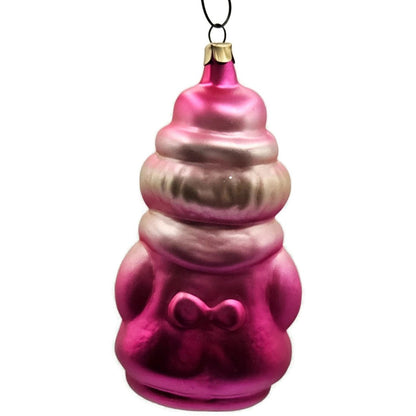 Russian Glass Circus Clown Pink Polka Dot Red Bow Christmas Tree Ornament