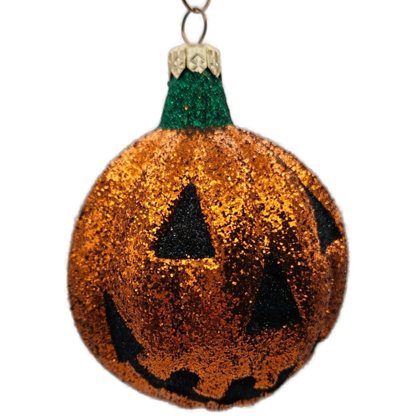 Patricia Breen Classic Pumpkin Orange Glitter Black Face Halloween Ornament CATZ