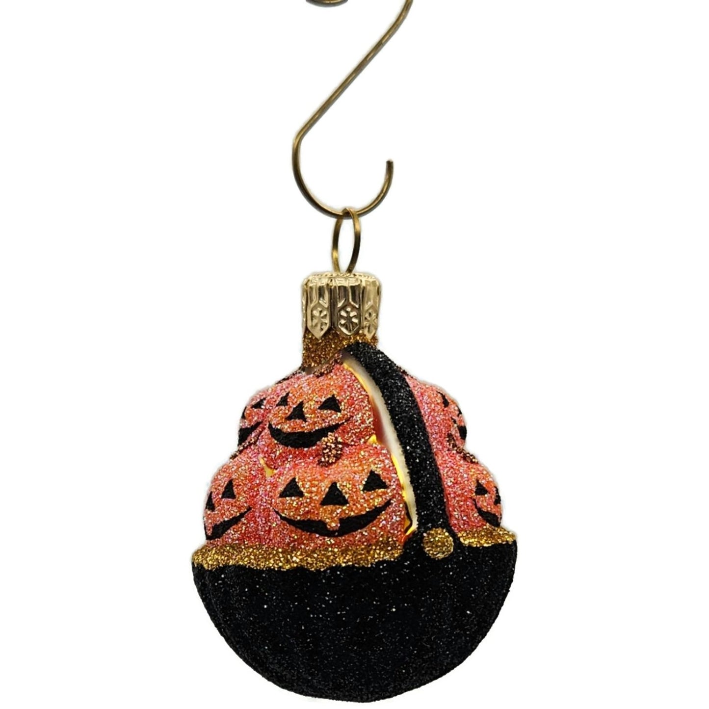 Patricia Breen Pumpkin Basket Glittered Black Jack-o-Lantern Halloween Ornament