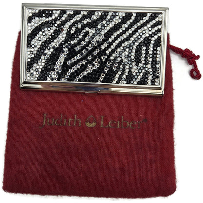 Vintage Judith Leiber Swarovski Crystal Zebra Business Card Holder Silver Tone