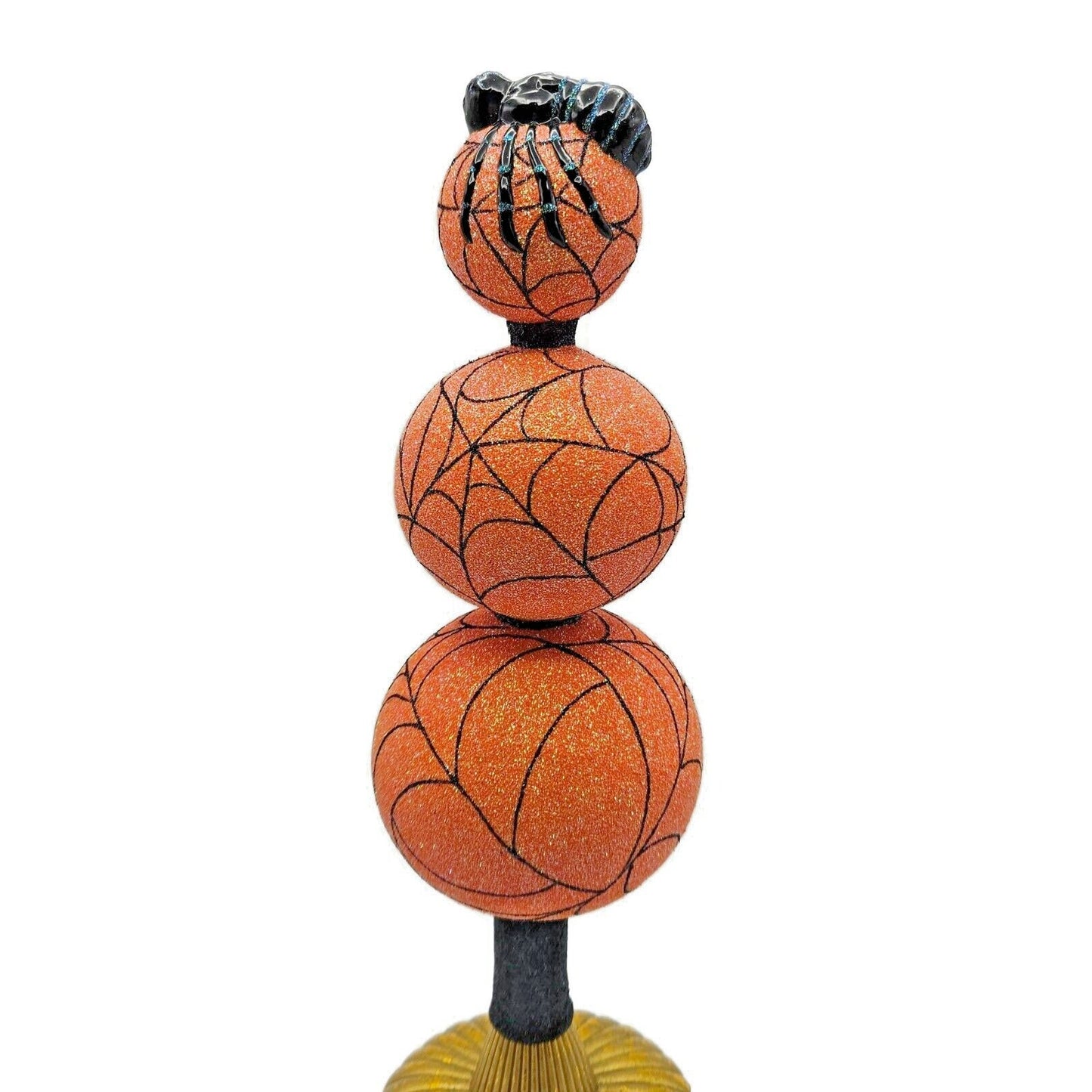 Patricia Breen Webmaster Orange Spider Web Finial Halloween Holiday Tree Topper