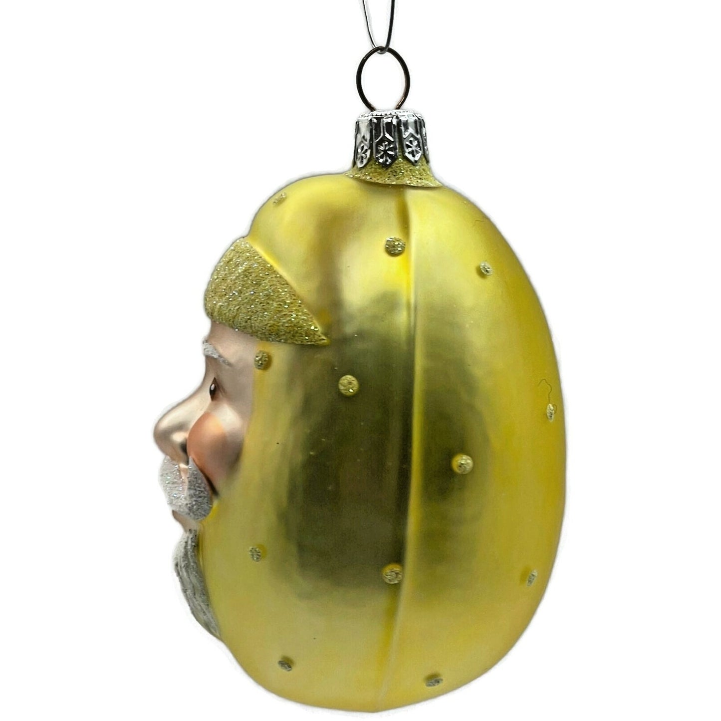 Patricia Breen Jelly Bean Santa Claus Yellow Matte Glittered Polka Dot Ornament