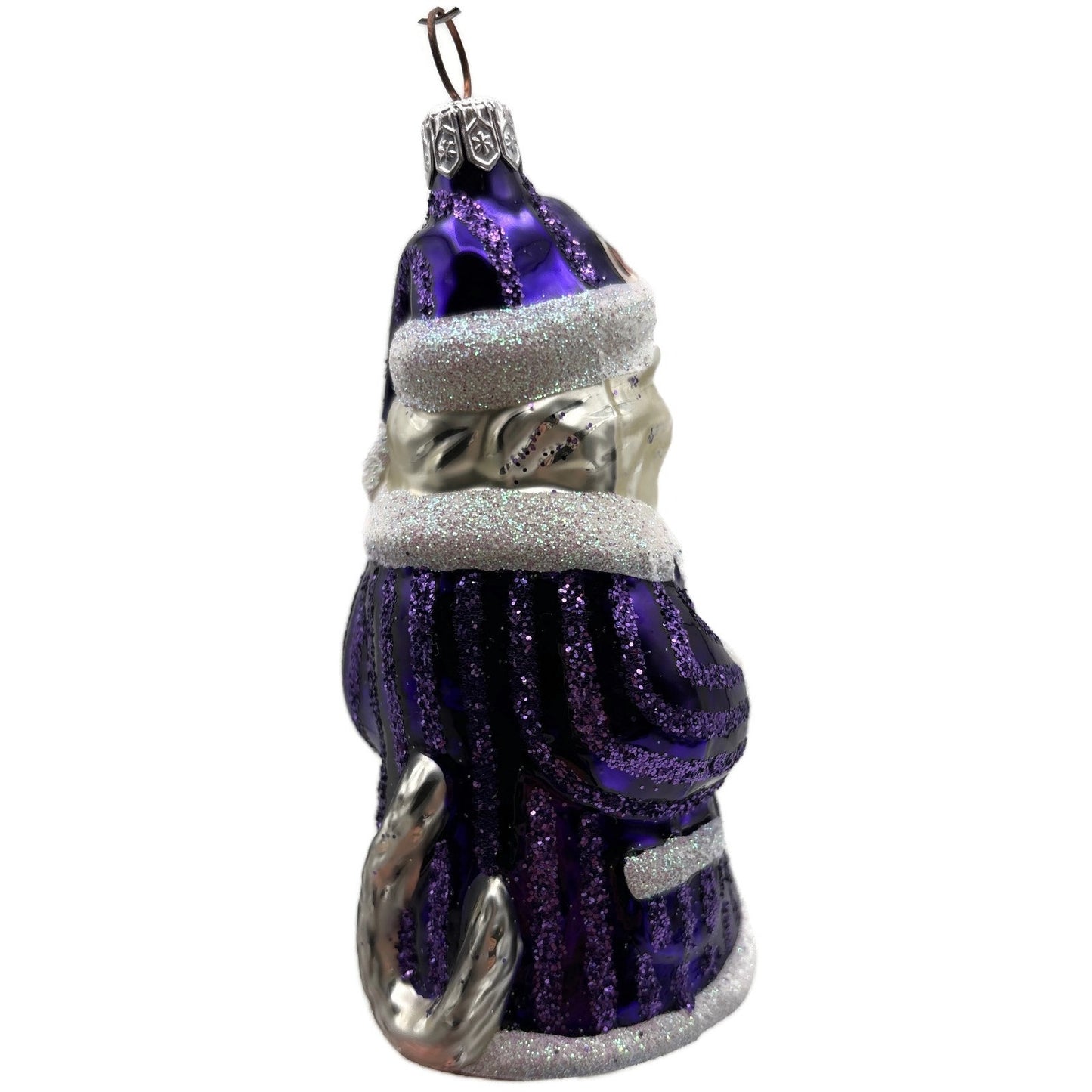 Patricia Breen Kitty Claus Purple Stripes Cat Christmas Tree Ornament CATZ