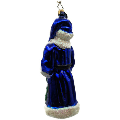 Christopher Radko Sapphire Santa Claus Blue Christmas Tree Ornament 96-158-0