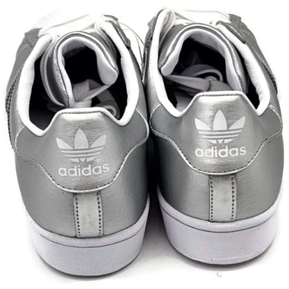 Adidas Superstar Silver Metallic Leather Shoes Ladies Size 9 Shell Toe FY1155