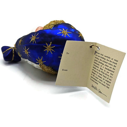 Patricia Breen Goodnight Santa Blue Glittered Stars Christmas Tree Ornament