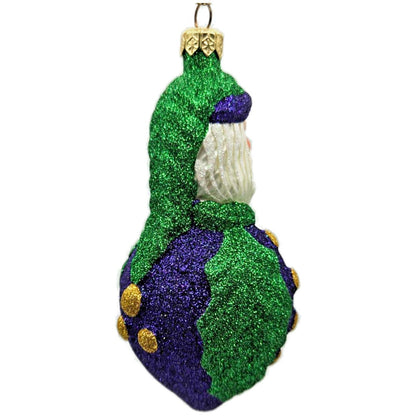 Patricia Breen Hollyberry Santa Purple Green Glass Christmas Ornament CATZ 9722