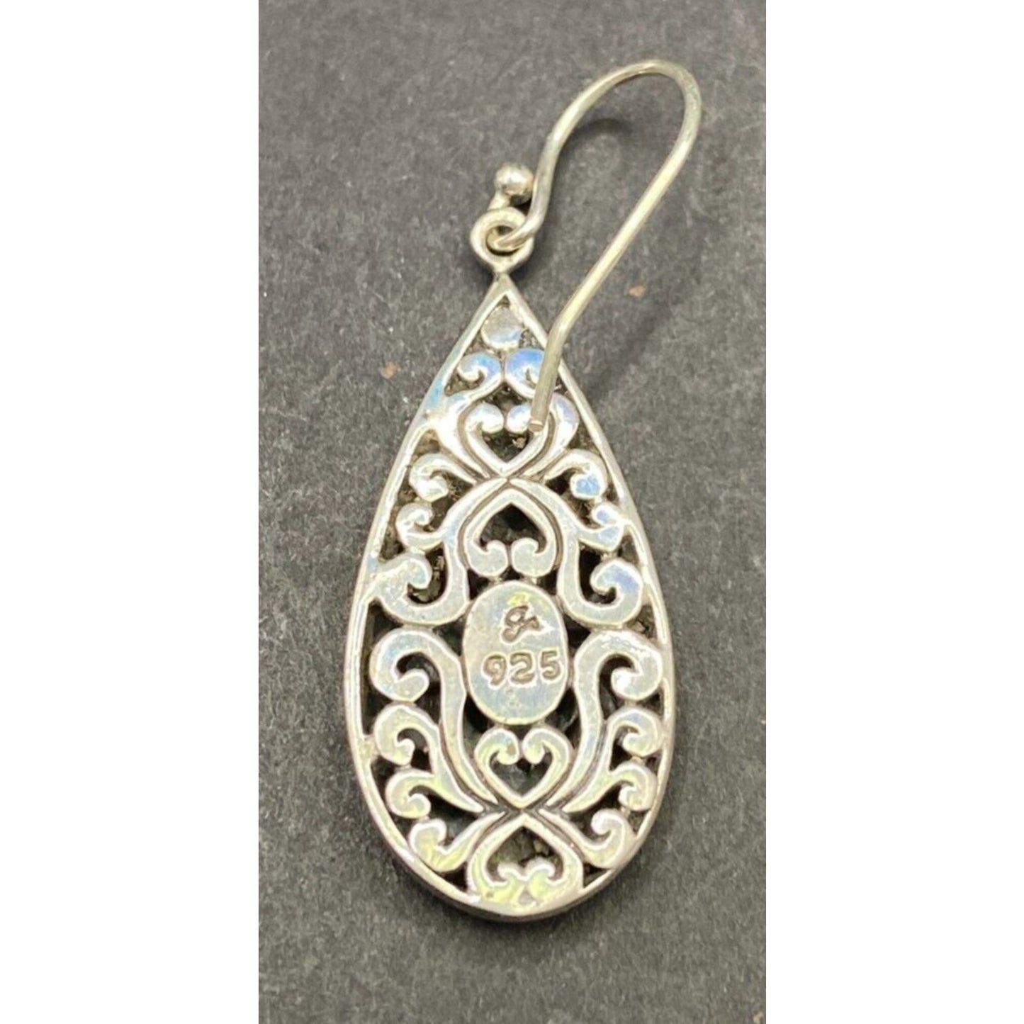 Samuel B Teardrop Shape Dangle Hook Earrings 925 Sterling Silver Filigree NWT