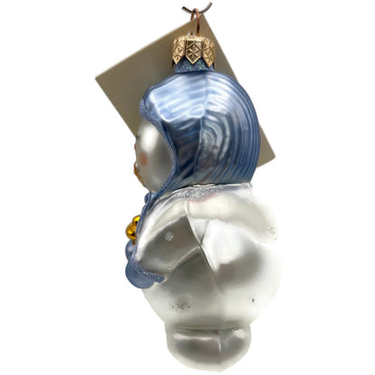 Patricia Breen Snowbaby Blue Gold White Snowflakes Christmas Tree Ornament
