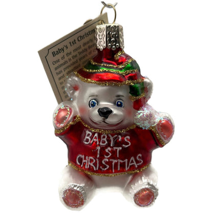 Old World Christmas Baby's 1st Christmas Teddy Bear OWC Christmas Tree Ornament
