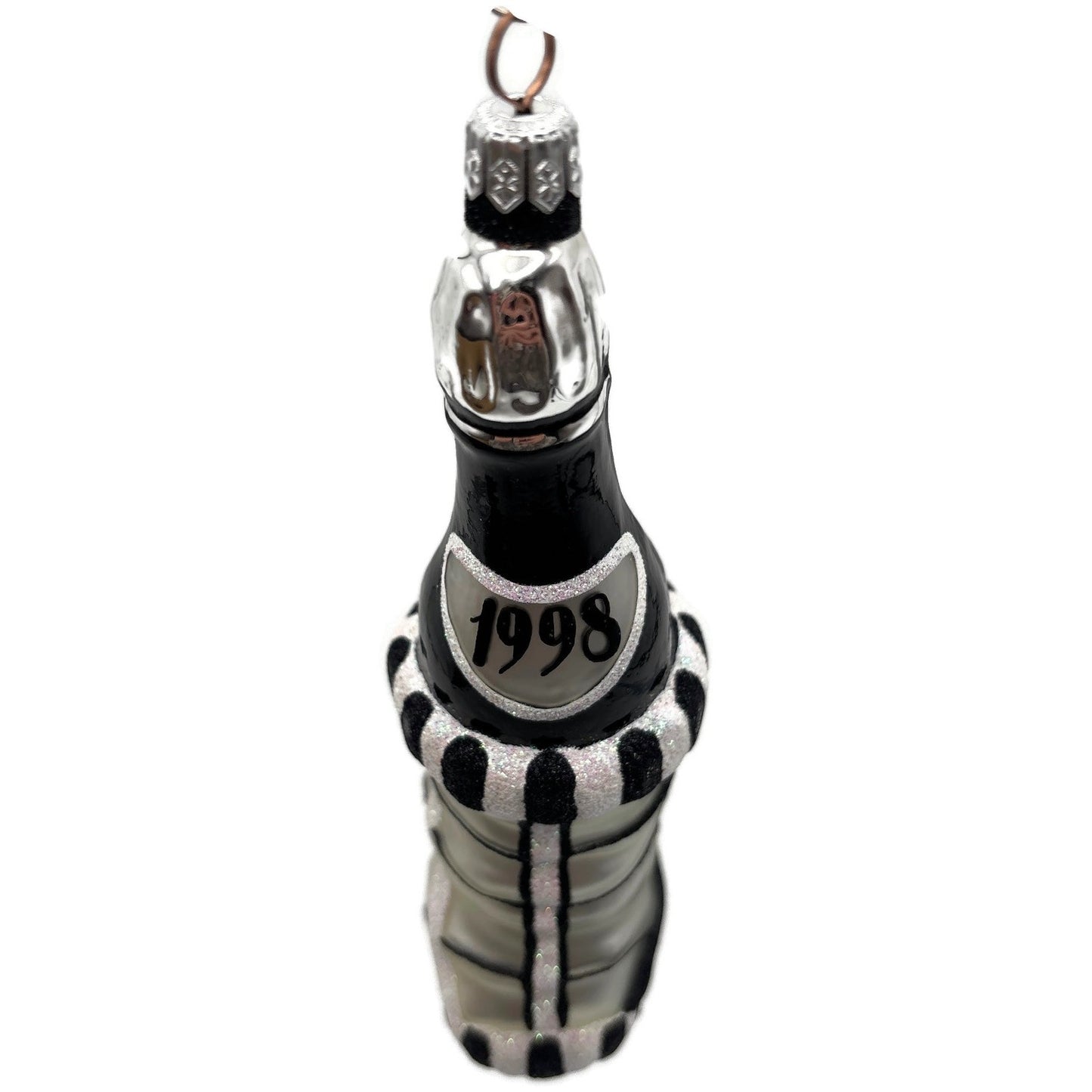 Patricia Breen Festive Stocking Black Silver Striped Christmas Tree Ornament NM