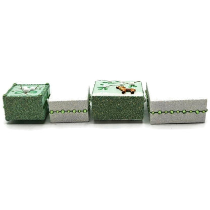 Patricia Breen Presenting Mistletoe Reindeer Green Christmas Ornament Blocks HCB