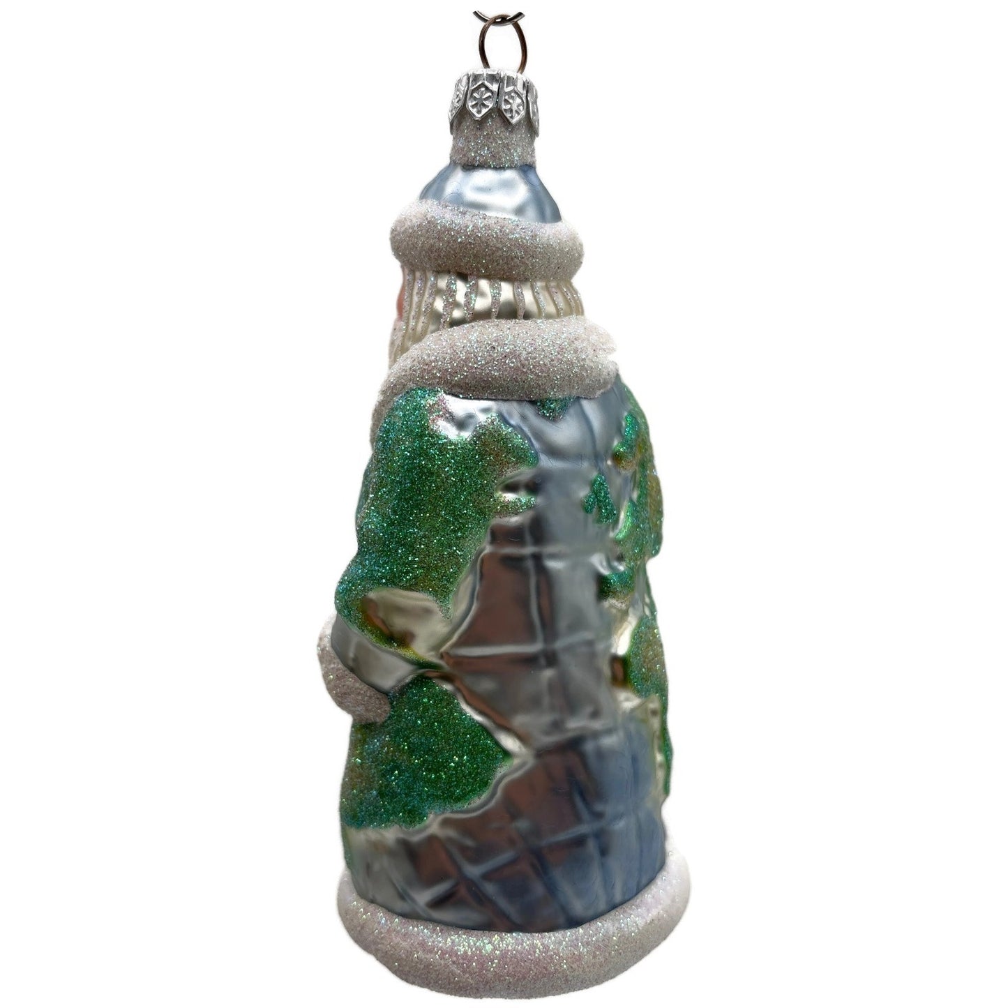 Patricia Breen Global Santa Glittered Continents Blue Green Christmas Ornament
