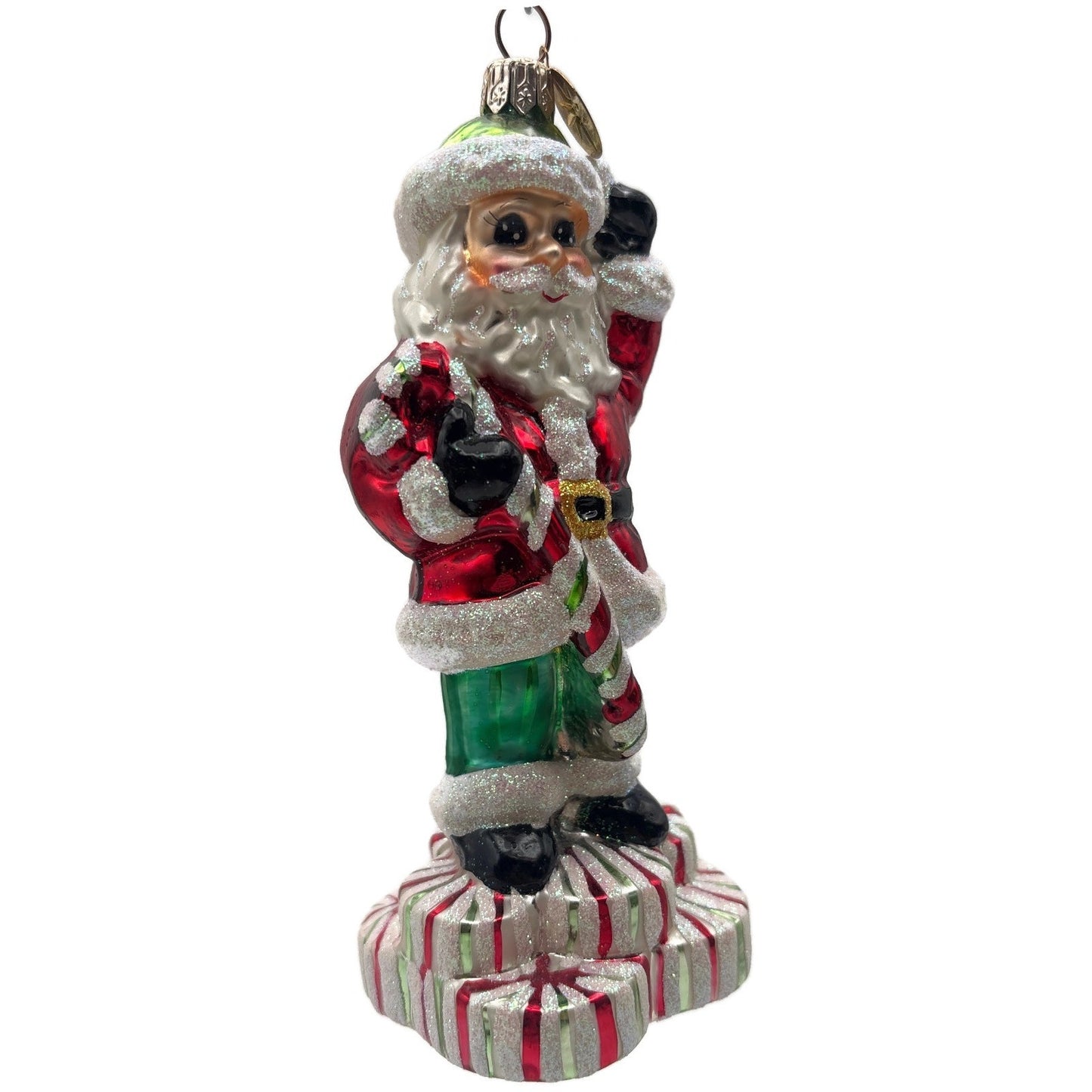 Christopher Radko Christmas Joy Santa Candy Cane Peppermint Ornament 00-076-0