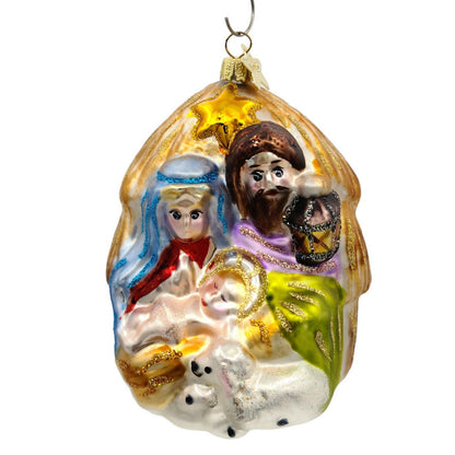 Inge Glass Nativity Scene Baby Jesus Mary Joseph Manger Christmas Tree Ornament