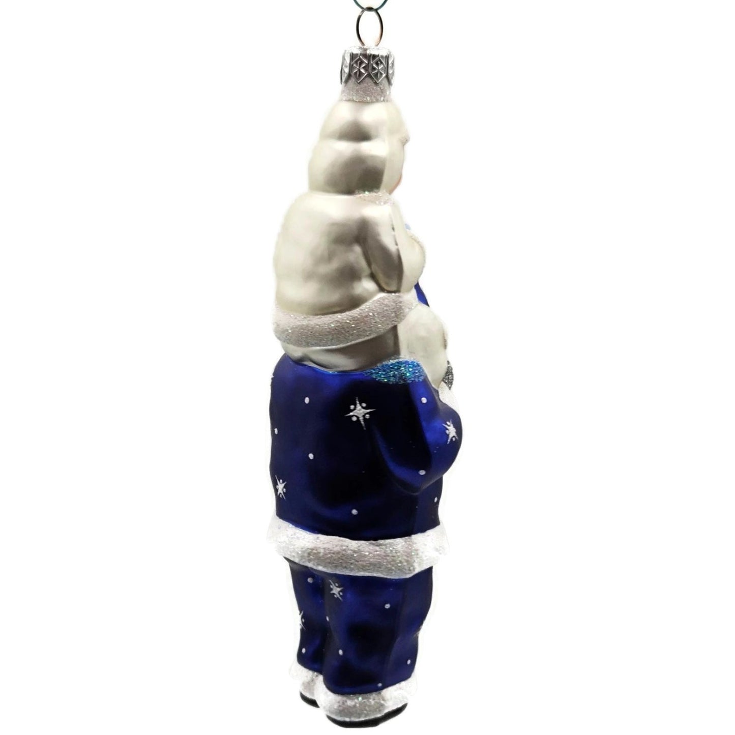 Patricia Breen Carry Me Santa Claus Cobalt Pearl Snowflakes Christmas Ornament