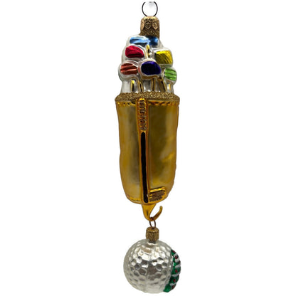 Patricia Breen Golf Bag and Ball Gold Matte Sports Christmas Tree Ornament