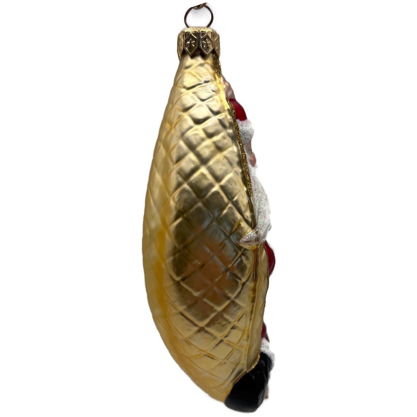Patricia Breen A Respite for Santa Red Gold Squares Christmas Tree Ornament