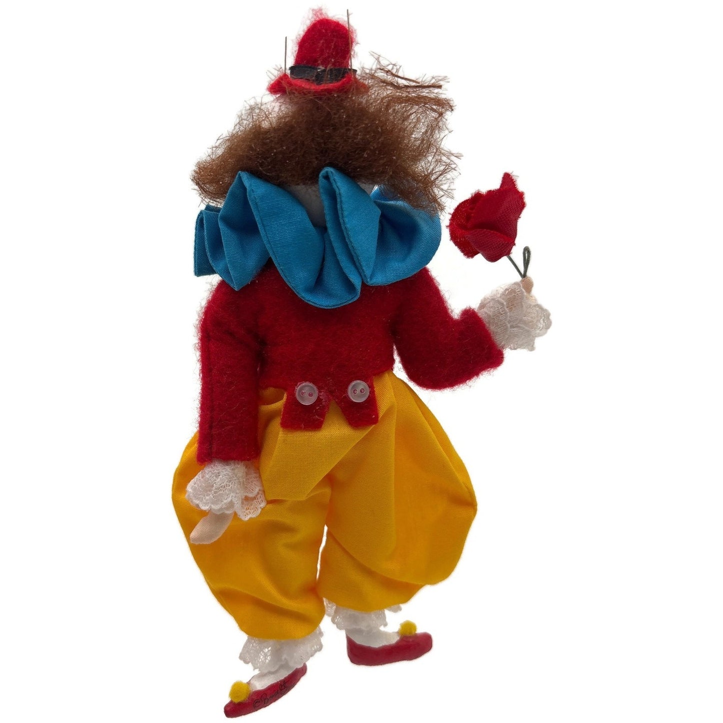 Gladys Boalt Circus Clown Rose Red Handmade Fabric Christmas Tree Ornament 1993