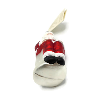 Patricia Breen Cyberspace Santa Sitting Red Silver Mouse Christmas Ornament 9711
