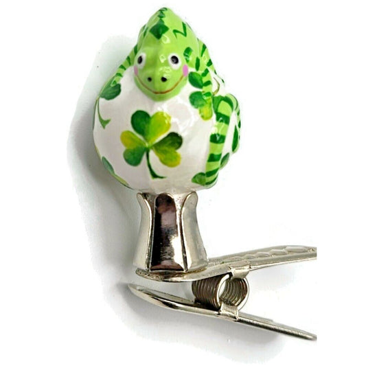 Patricia Breen Petite Miniature Chameleon Lucky Shamrock Christmas Clip Ornament