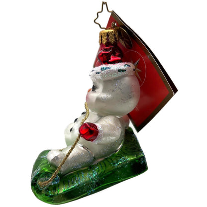 Christopher Radko Frosty Snow Scamp Snowman Glass Christmas Ornament 3011993
