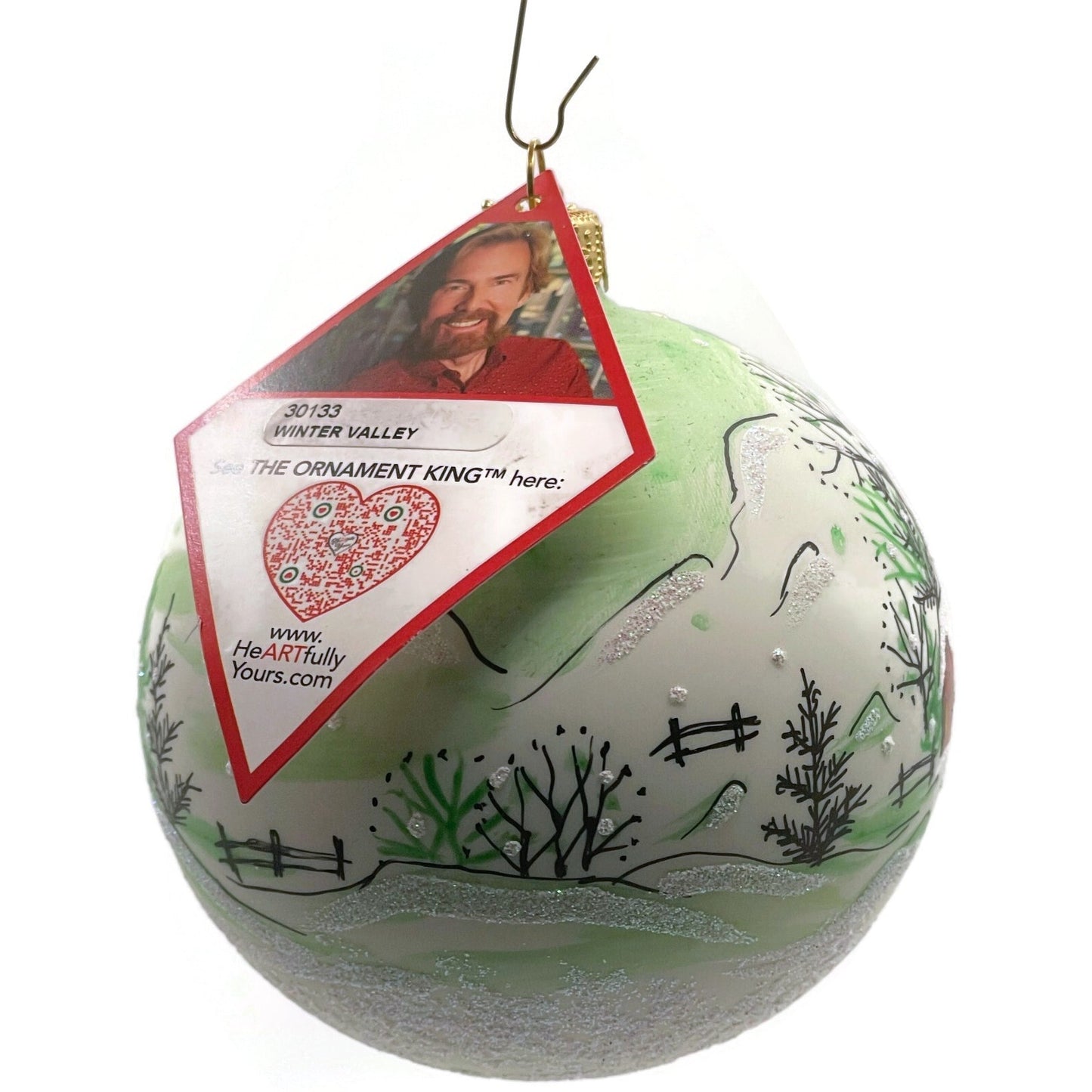 Heartfully Yours Orb Winter Valley Scenery Village Snow Christmas Tree Ornament