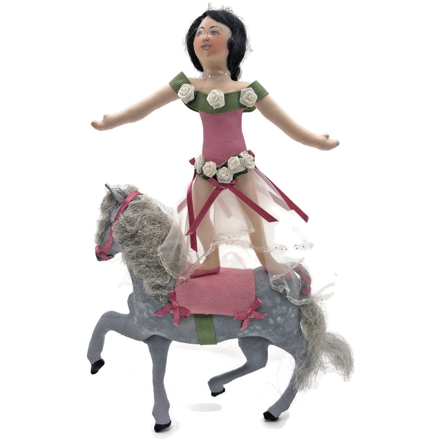 Gladys Boalt Circus Lady Bareback Rider Fabric Christmas Tree Ornament Signed