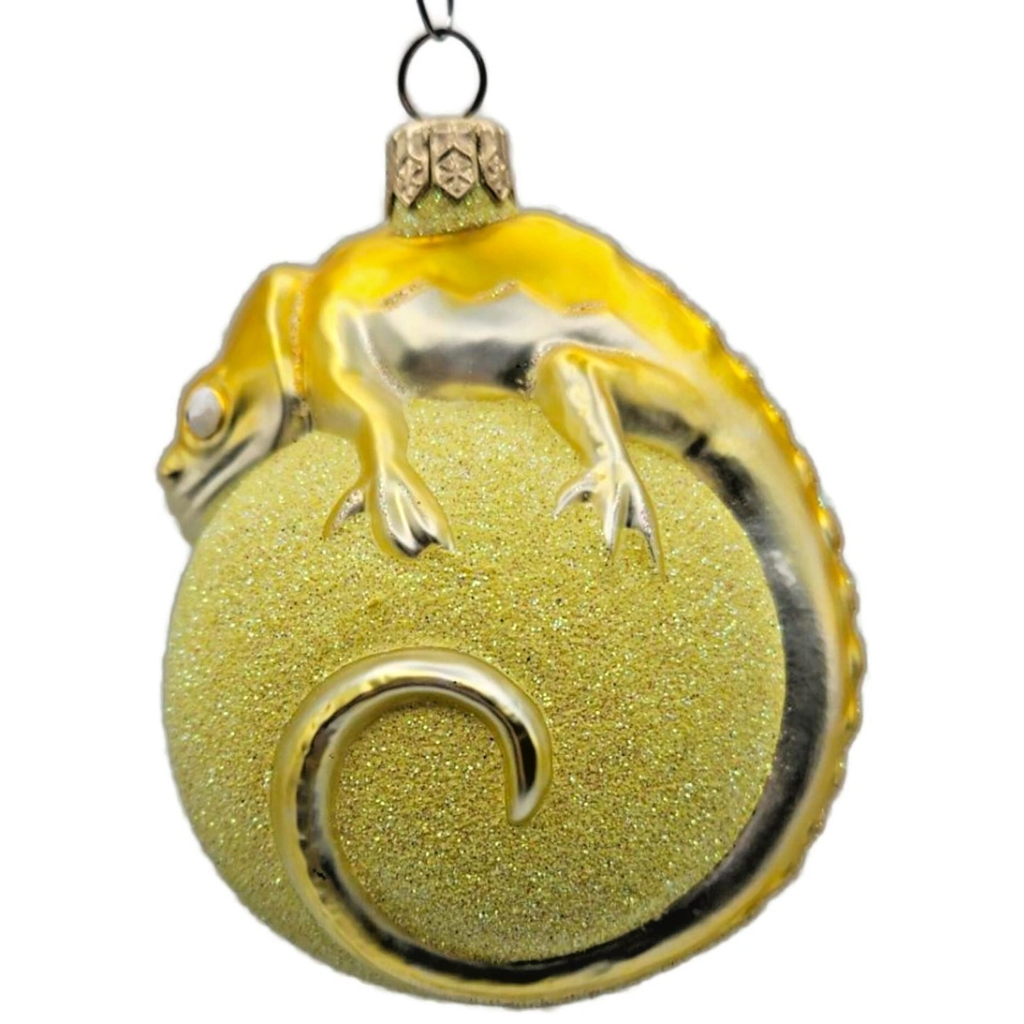 Patricia Breen Chameleon Yellow Glittered Spring Christmas Holiday Tree Ornament