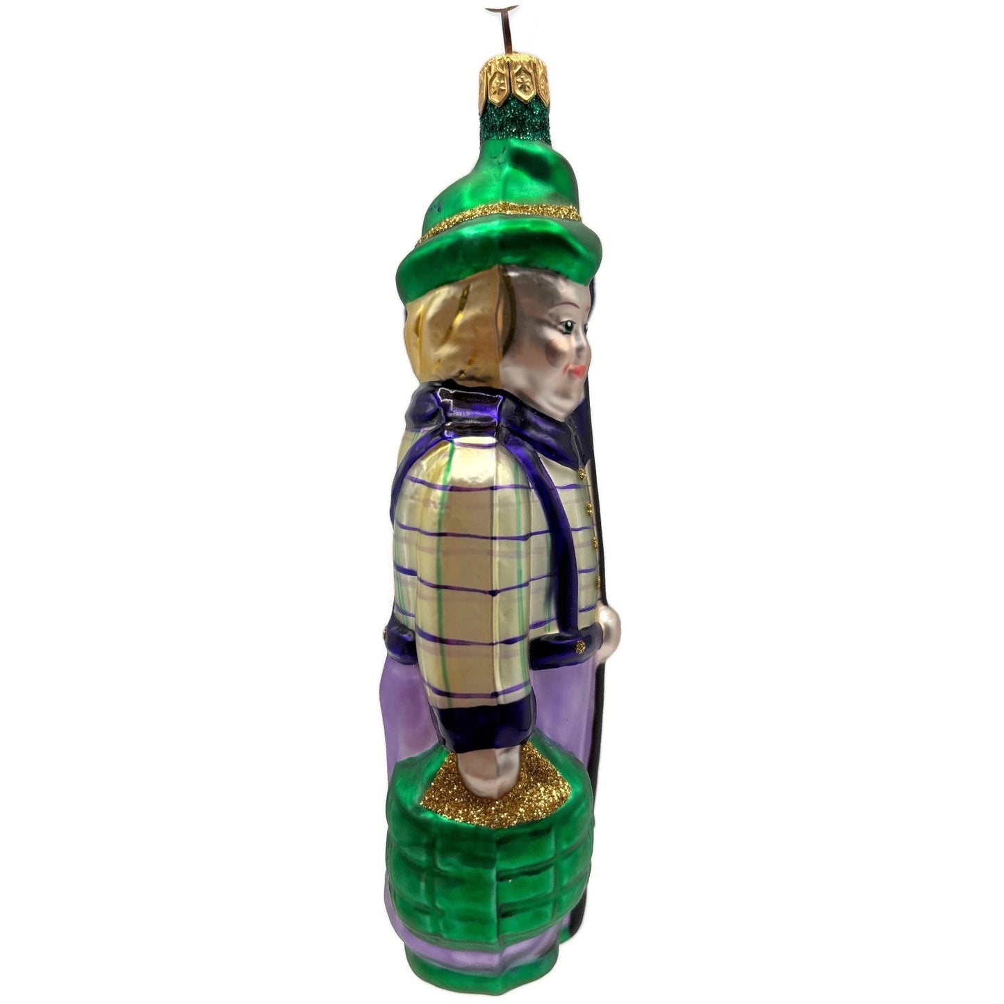 Patricia Breen Fisherboy And Fish Purple Fish Gold Stripe on Hat Summer Ornament