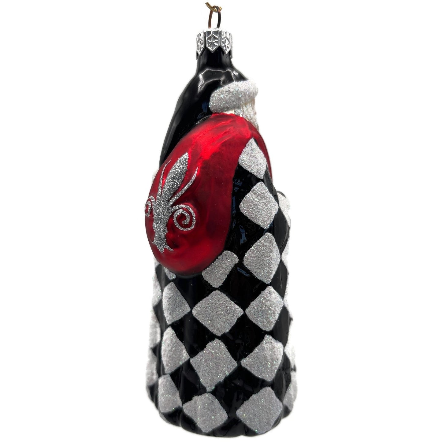 Patricia Breen Saint Louis Santa Black White Diamond Christmas Tree Ornament