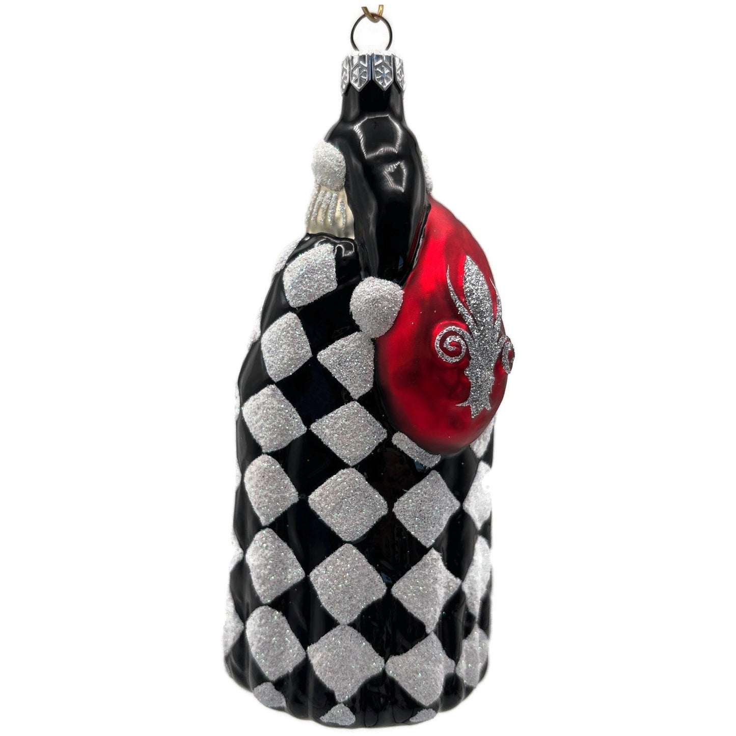 Patricia Breen Saint Louis Santa Black White Diamond Christmas Tree Ornament