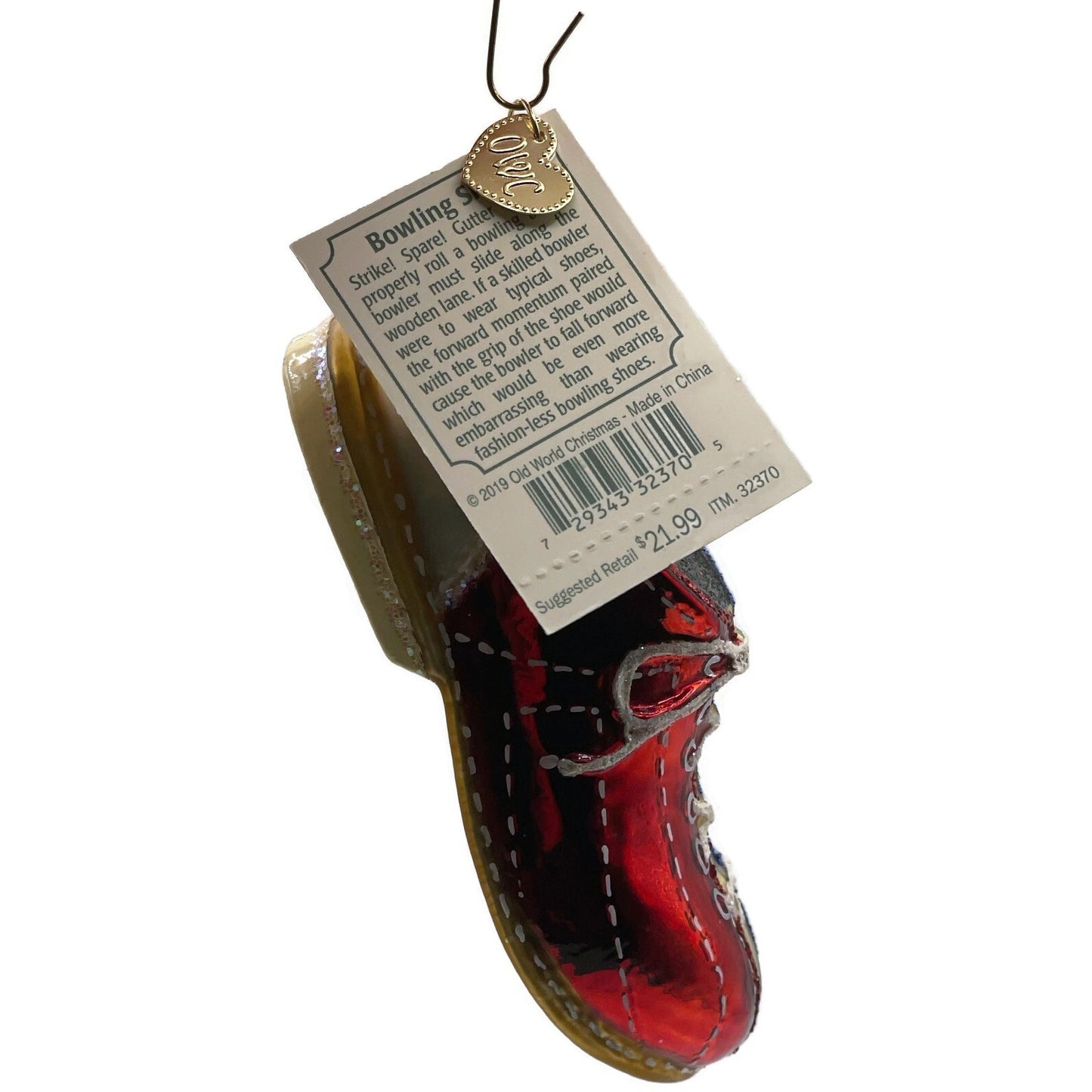 OWC Bowling Shoes Red Blue Gold Lace Up Ornament Old World Christmas Tree Decor