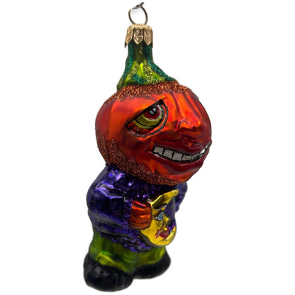 Slavic Treasures Moonlight Goblin Orange Pumpkin Halloween Ornament 00-268-A