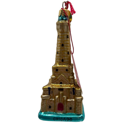Landmark Creations The Chicago Water Tower Gold European Glass Holiday Ornament