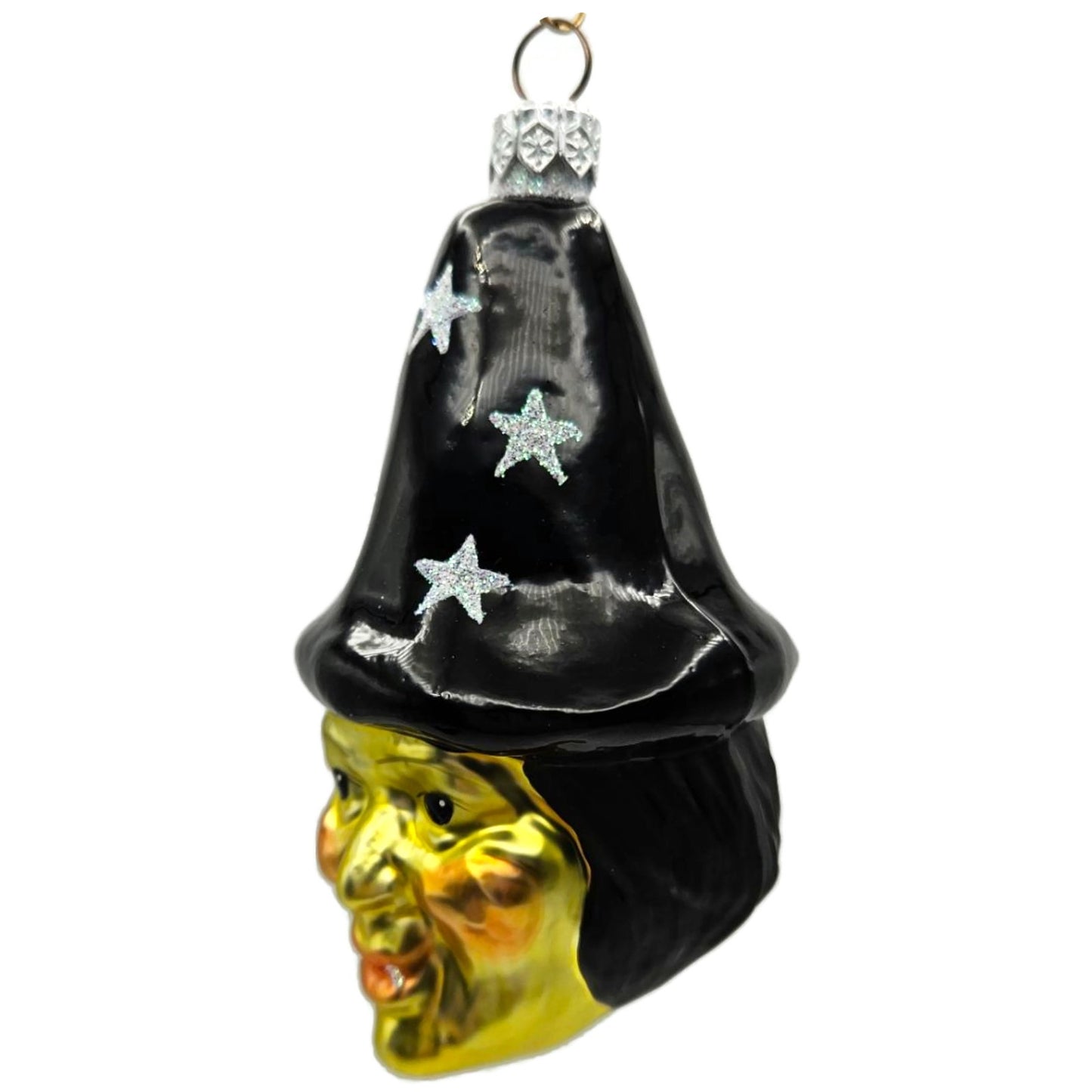 Patricia Breen Witch Hazel Green Face Stars Black Hat Halloween Ornament 9847