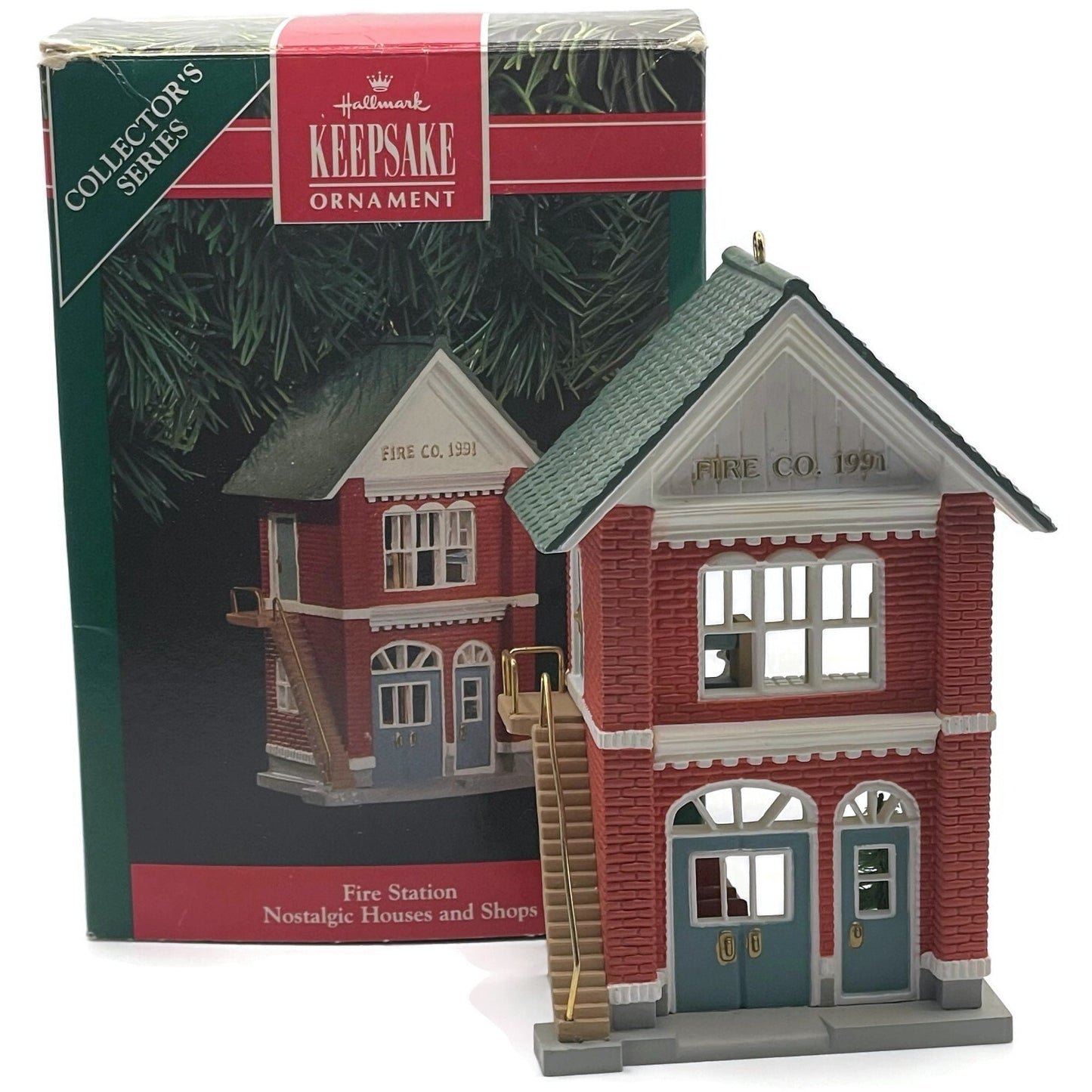 Hallmark Ornament Fire Station 1991 Nostalgic Christmas Village Tree Keepsake