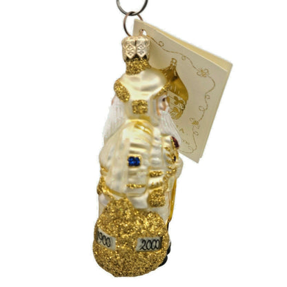 Patricia Breen Miniature Millennium Santa Gold 1900 2000 Christmas Tree Ornament