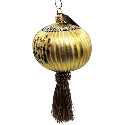 John Toole Oriental Lantern Gold Flowers Tasseled Christmas Tree Ornament