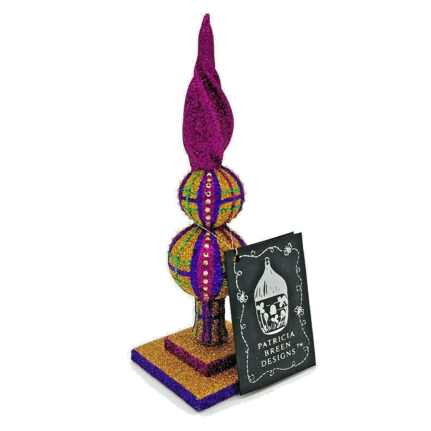 Patricia Breen Ultra Mini Finial Plaid Purple Gold Gumps Christmas Ornament