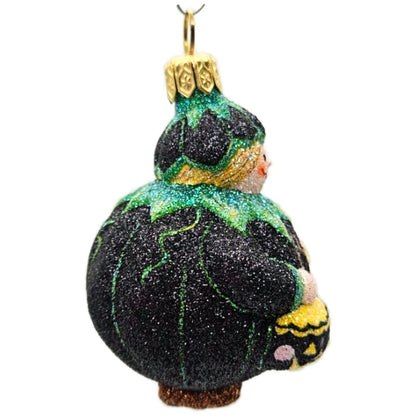 Patricia Breen Trickster Pumpkin Back Black Orange Glass Halloween Ornament 2651