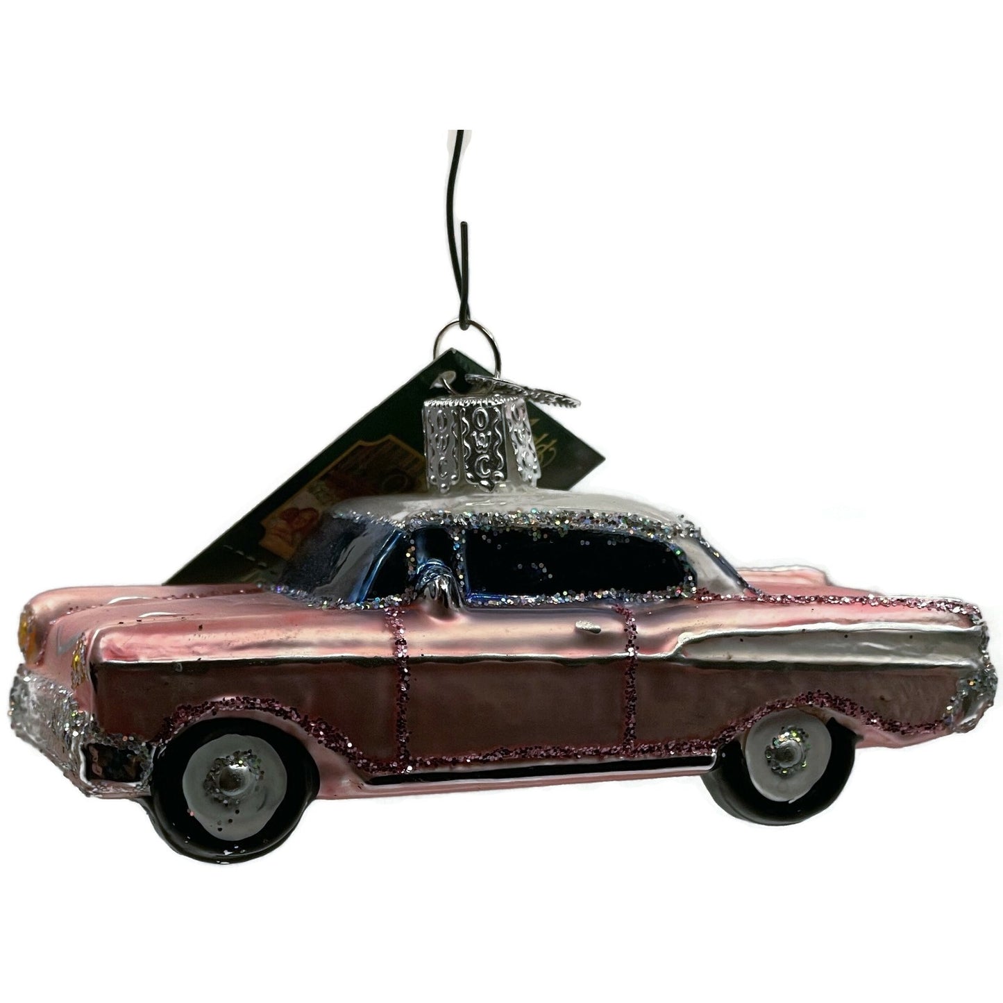 57 Chevy Ornament Classic Car Pink Glittered OWC Old World Christmas Tree Decor