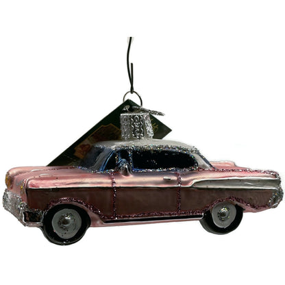 57 Chevy Ornament Classic Car Pink Glittered OWC Old World Christmas Tree Decor