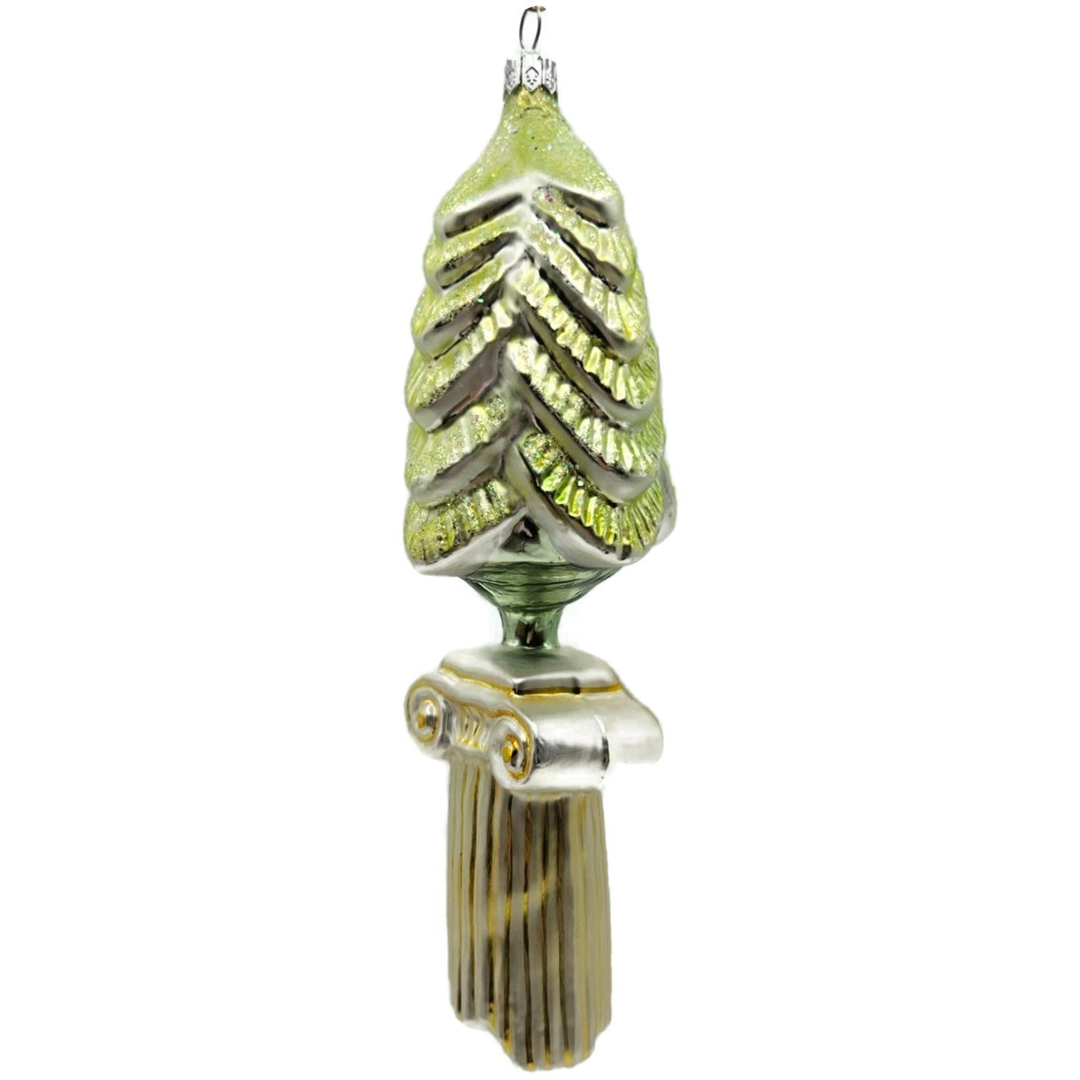 Christopher Radko Classic Christmas Column With Tree Green Ornament 93-408-0