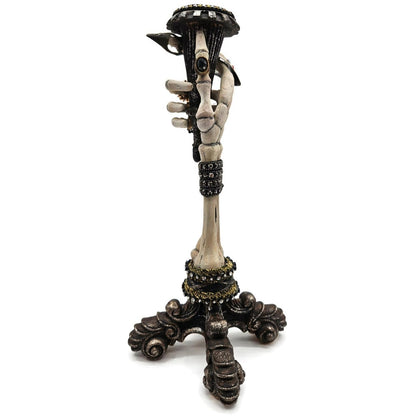 Katherine’s Collection Skeleton Hand Taper Candle Holders Pair Jeweled Rings 13"