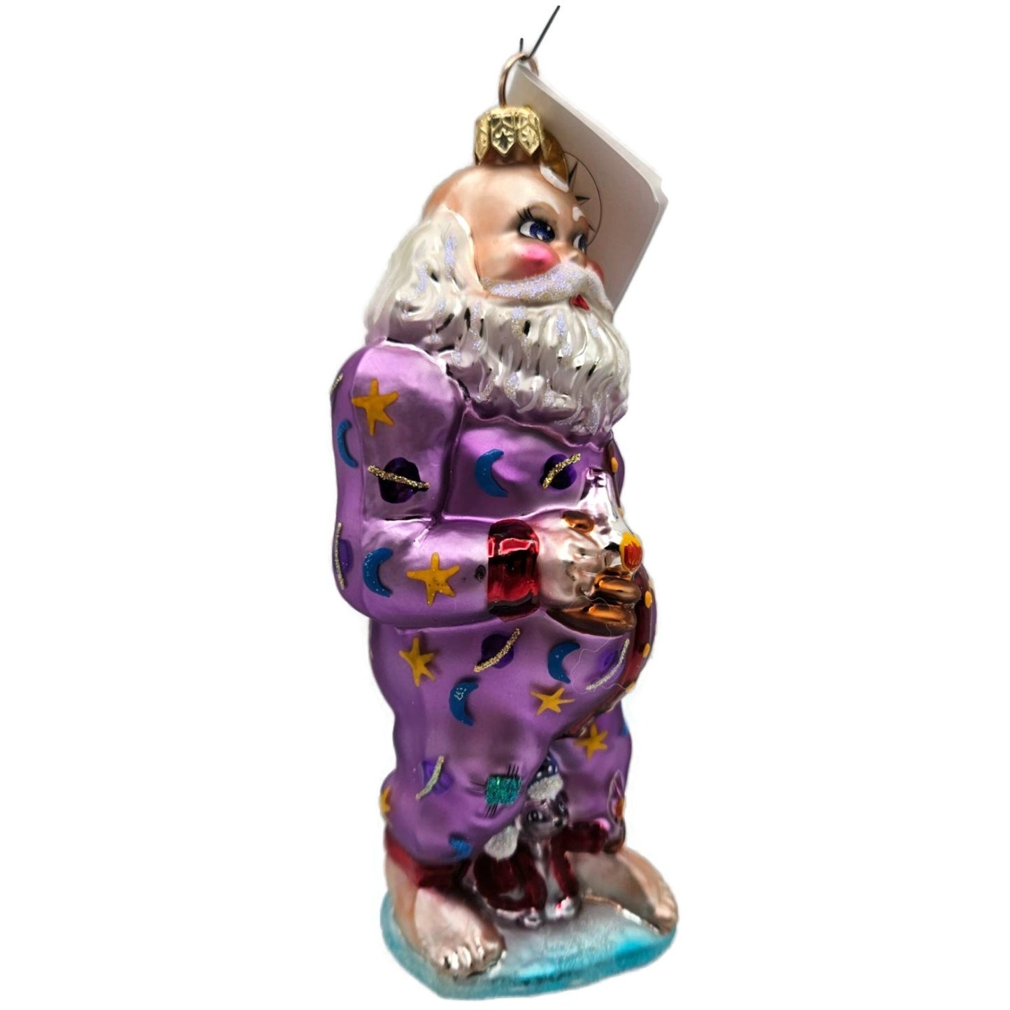 Christopher Radko Santa Jamas Purple Moons Star Christmas Tree Ornament 00-281-0
