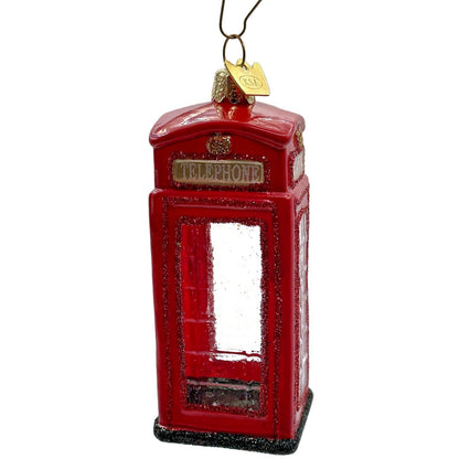 British Phone Booth Red Glass Kurt S Adler Noble Gems Christmas Tree Ornament